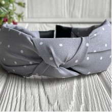 Обруч софт чалма горох, 4 см, серый, шт.