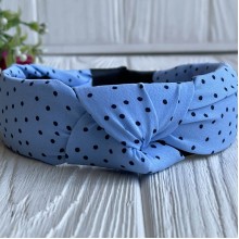 Обруч софт чалма в мелкий горох, 4 см, голубой, шт.