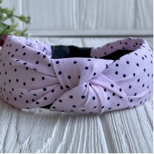 Обруч софт чалма в мелкий горох, 4 см, светло-розовый, шт.