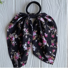 Резинка Твилли с перемычкой пионы, 25 см, черная, шт.