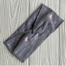 Повязка детская стрейч кулир, 8х17 см, серая с коронами, шт.