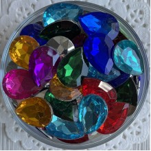 Стразовый камень капля с выпуклым дном, 18х25 мм, цветной микс, упаковка 200 шт.