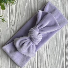 Повязка спорт велюр c бантом, 9,5х23 см, светло-лиловый, шт.