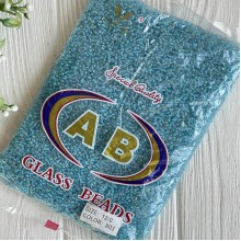 Бисер прозрачный с белой серединкой, размер 12/0, светло-бирюзовый (803), упаковка 400 г