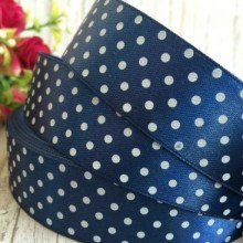 Атлас 2,5 см горох, сапфировый, рулон 18 м