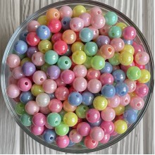 Бусина акриловая (перламутр) однотонная, 6 мм, пастельный микс, упаковка 250 г
