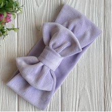 Повязка спорт велюр c бантом mini, 9х20 см, светло-лиловая, шт.