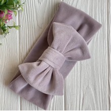 Повязка спорт велюр c бантом mini, 9х20 см, бежево-серая, шт.