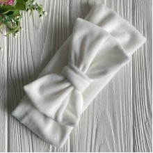 Повязка спорт велюр c бантом mini, 9х20 см, белая, шт.