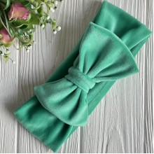 Повязка спорт велюр c бантом mini, 9х20 см, нефритовая, шт.