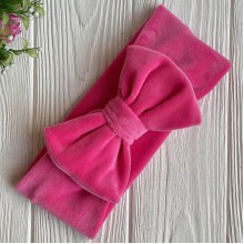 Повязка спорт велюр c бантом mini, 9х20 см, светло-малиновая, шт.