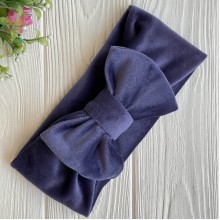 Повязка спорт велюр c бантом mini, 9х20 см, сине-фиолетовая, шт.