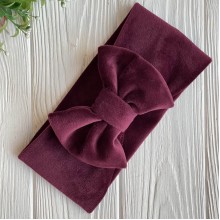 Повязка спорт велюр c бантом mini, 9х20 см, бордовая, шт.