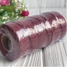 Хлопковый шнур, 2 мм, бордовый, рулон 100 м Хлопковый шнур, 2 мм, бордовый, рулон 100 м