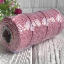 Хлопковый шнур, 2 мм, светло-розовый, рулон 100 м Хлопковый шнур, 2 мм, светло-розовый, рулон 100 м
