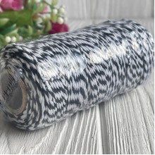 Хлопковый шнур, 2 мм, бело-черный, рулон 100 м Хлопковый шнур, 2 мм, бело-черный, рулон 100 м