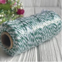 Хлопковый шнур, 2 мм, бело-зеленый, рулон 100 м Хлопковый шнур, 2 мм, бело-зеленый, рулон 100 м