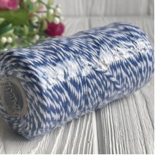 Хлопковый шнур, 2 мм, бело-темно-синий, рулон 100 м Хлопковый шнур, 2 мм, бело-темно-синий, рулон 100 м