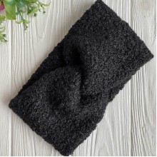 Повязка каракуль букле, 11х22 см, черный, шт.