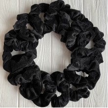 Скранч бархат велюр (набор), 9 см, черный, набор 20 шт.