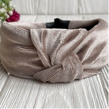 Обруч чалма велюр широкий, 4,5 см, бежевый, шт.