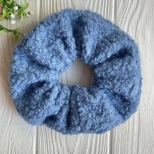 Скранч каракуль букле, 13 см, светло-синий, шт.
