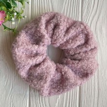 Скранч каракуль букле, 13 см, пудровый, шт.