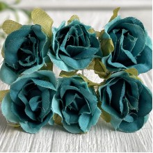 Роза тканевая, 2 см, изумрудная, упаковка 10 пучков