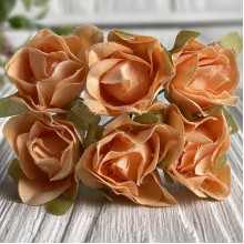 Роза тканевая, 2 см, темно-персиковый, упаковка 10 пучков