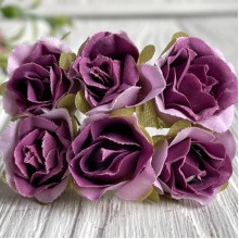 Роза тканевая, 2 см, фиолетовая, упаковка 10 пучков
