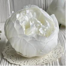 Пион тканевый, 8 см, белый, упаковка 10 шт.