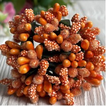 Веточка с тычинками, оранжевая, упаковка 144 шт.