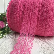 Кружево завиток, 4,5 см, светло-малиновое (не стрейчевое), бобина 200 ярдов (182 м)