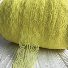 Кружево завиток, 4,5 см, желтое (не стрейчевое), бобина 200 ярдов (182 м)