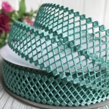 Кружевная лента сеточка, 2 см, тиффани, рулон 20 м