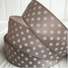 Репс 2,5 см горох, бежево-кофейный, рулон 23 м