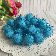 Помпоны с люрексом, 1,5 см, бирюзовый, упаковка 1000 шт.