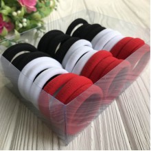 Набор резинок велюрчик, 4 см, бело-красно-черный, упаковка 30 шт.