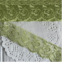 Кружево яблочко, 4,5 см, оливковое, рулон 9 м
