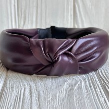 Обруч чалма из экокожи однотонный, 4 см, вишневый, шт.