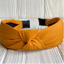 Обруч софт чалма однотонный, 4 см, горчичный, шт.