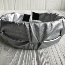 Обруч экокожа жатка, 4 см, серебряный, шт.