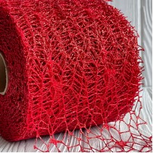 Сетка декоративная с блеском, 12 см, красная, рулон 23 м