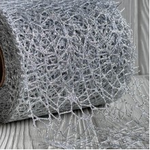 Сетка декоративная с блеском, 12 см, серебро, рулон 23 м