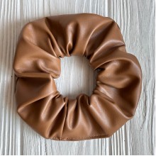 Скранч экокожа, 12 см, карамельный, шт.