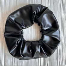 Скранч экокожа, 12 см, черный, шт.