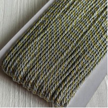 Шнур декоративный, 3 мм, серый с золотом, рулон 50 м