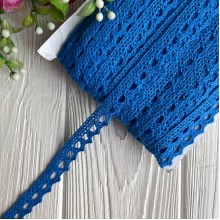 Кружево вязаное (D03401), ярко-темно-синее, 11 мм, рулон 45 м