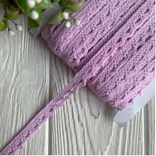 Кружево вязаное (D03401), розово-сиреневое, 11 мм, рулон 45 м