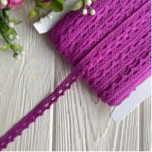 Мереживо в'язане (D03401), бузкове, 11 мм, рулон 45 м